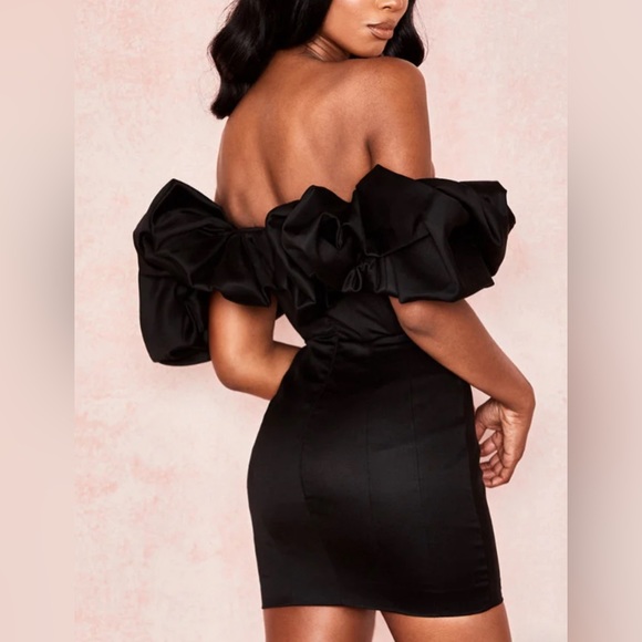 HOUSE OF CB Strapless Ruffle Shoulder Satin Mini Dress - Picture 4 of 8